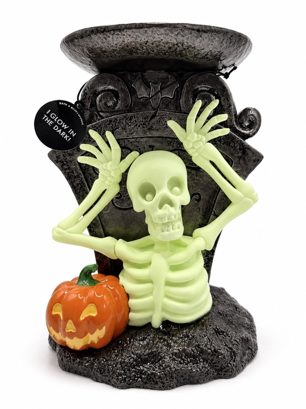 Bath & Body Works 2026 Glow-in-the-Dark Dancing Skeleton 3-Wick Candle Holder